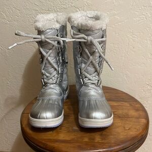 Sorel Size 3 Disney Frozen Tofino II Kids Silver Snow Boots Girls Knee High